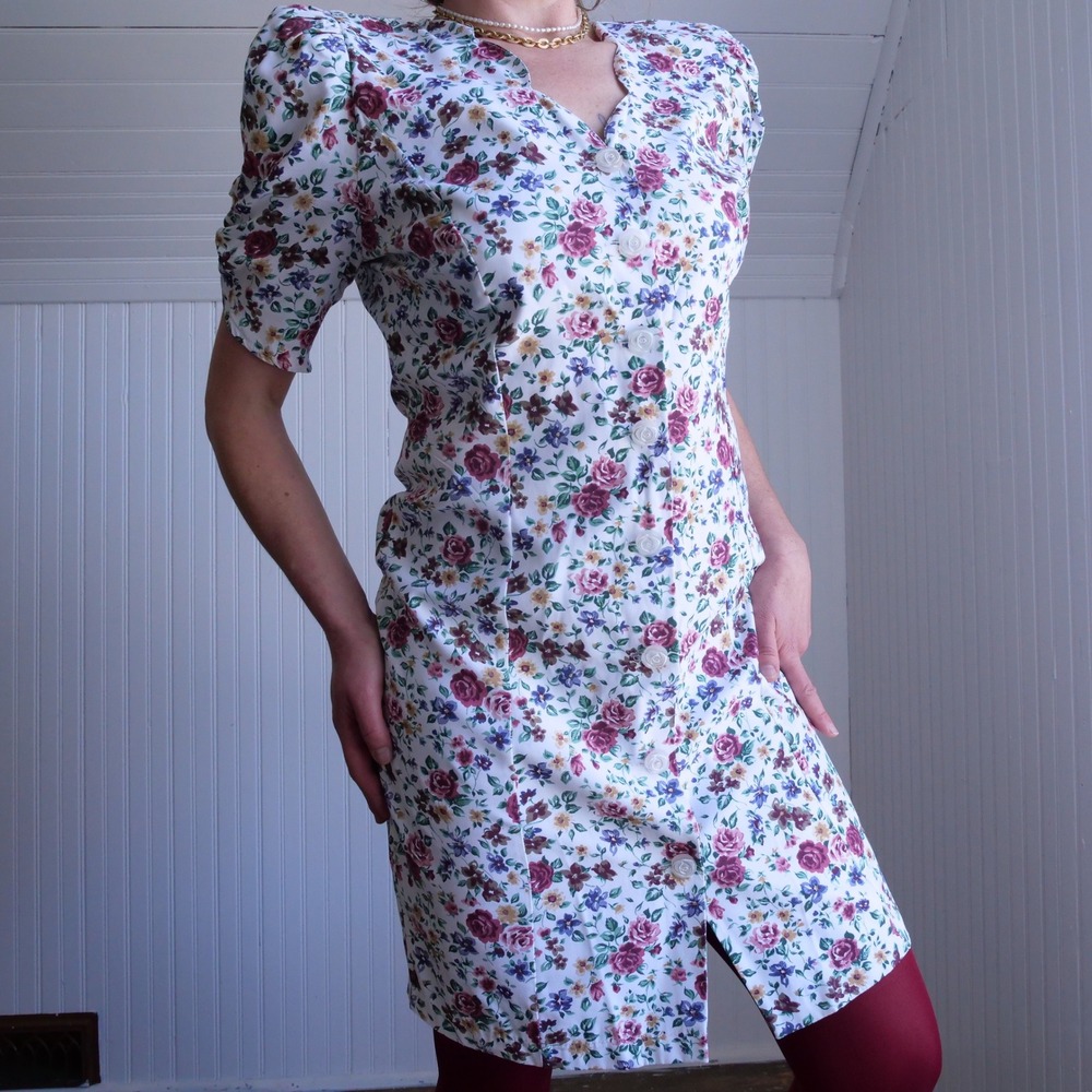 Maximal romantic vintage 1980s/90s All That Jazz rose print midi dress